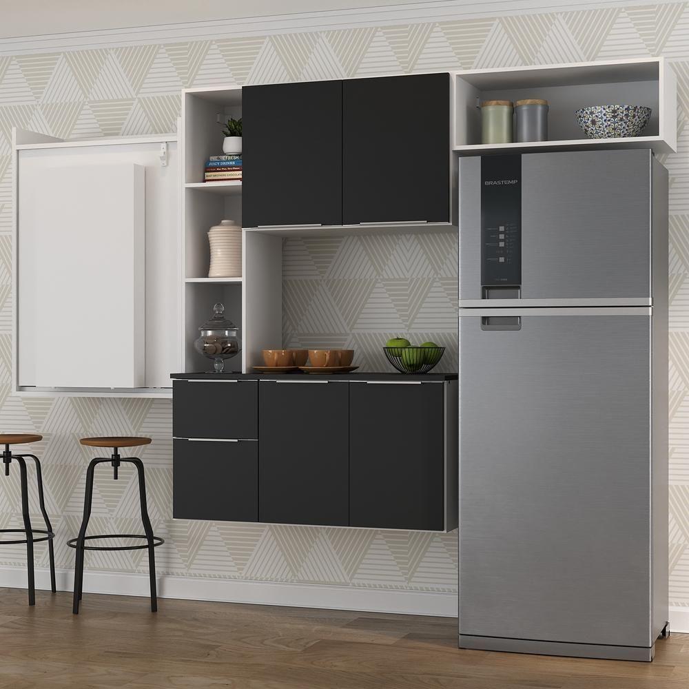 Cozinha Compacta Com Mesa Dobrável Multimóveis Branca/preta - 3