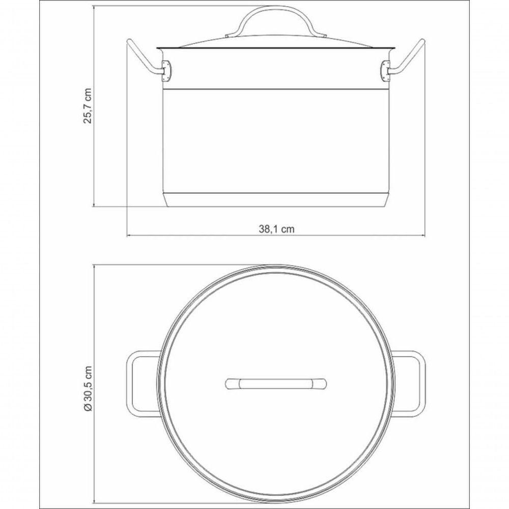 Caldeirão Tramontina Professional 28cm Em Aço Inox Com Tampa Plana Detalhe Satinado - 5