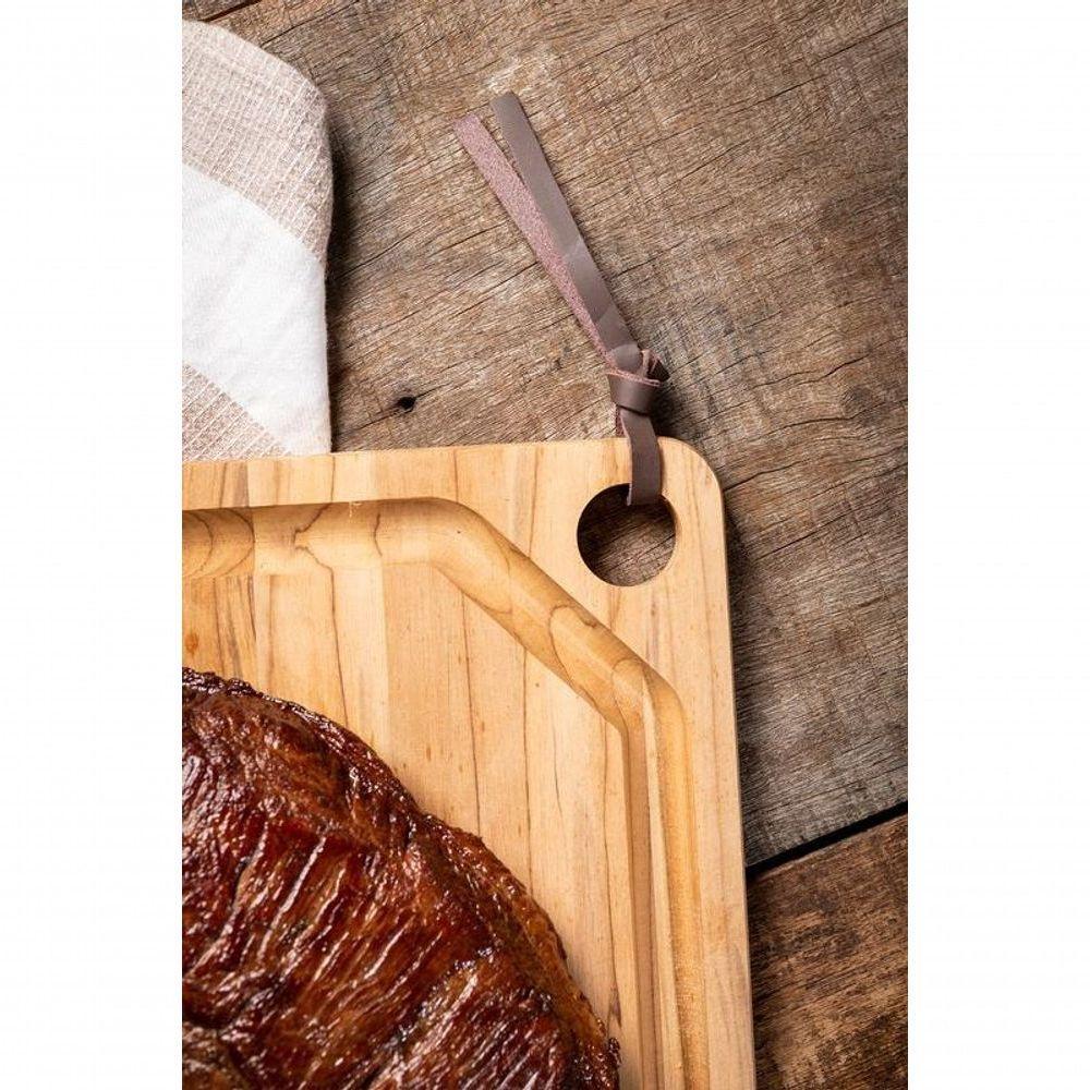 Tábua Para Churrasco Tramontina Retangular Em Madeira Teca Natural 49 X 28 Cm - 3