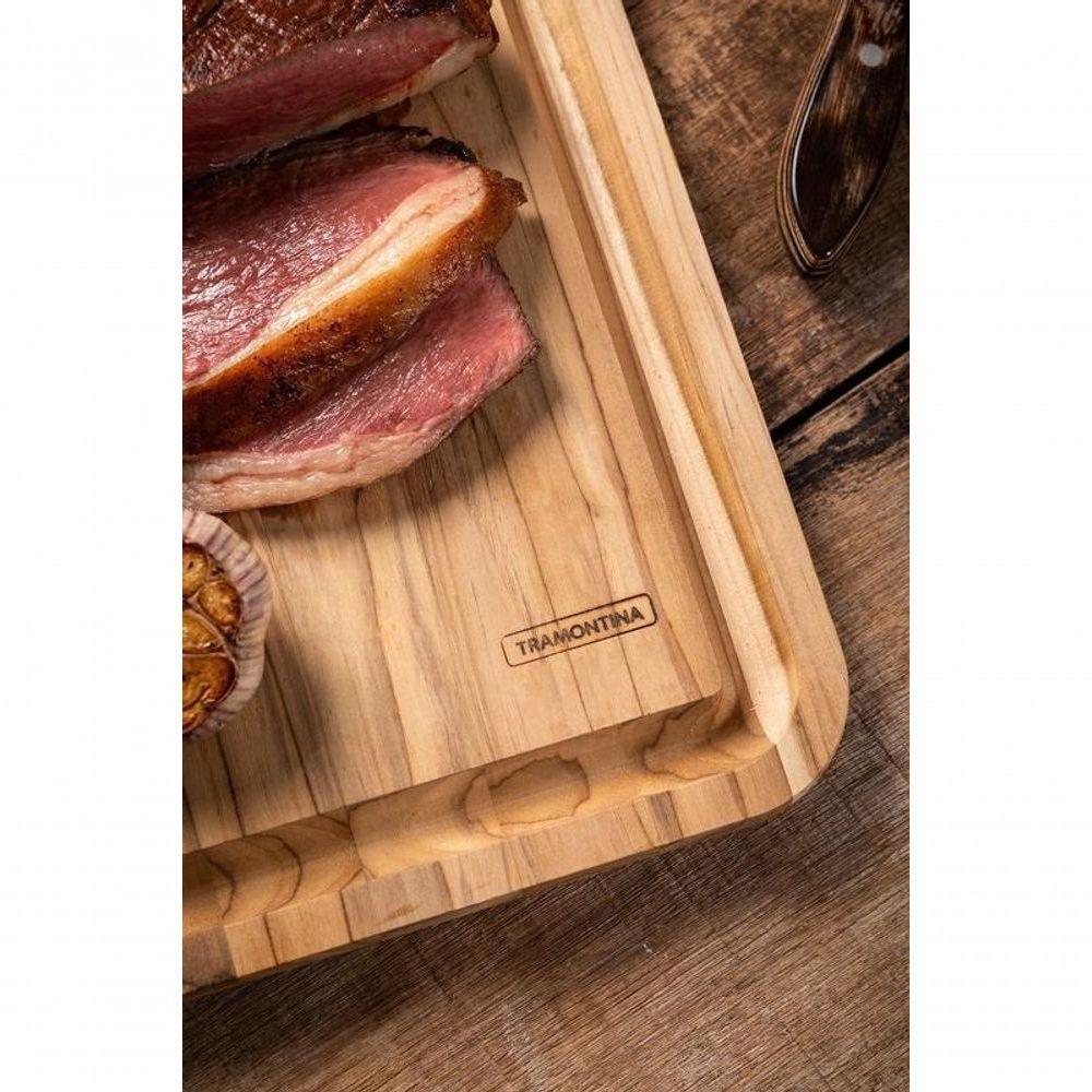 Tábua Para Churrasco Tramontina Retangular Em Madeira Teca Natural 49 X 28 Cm - 4
