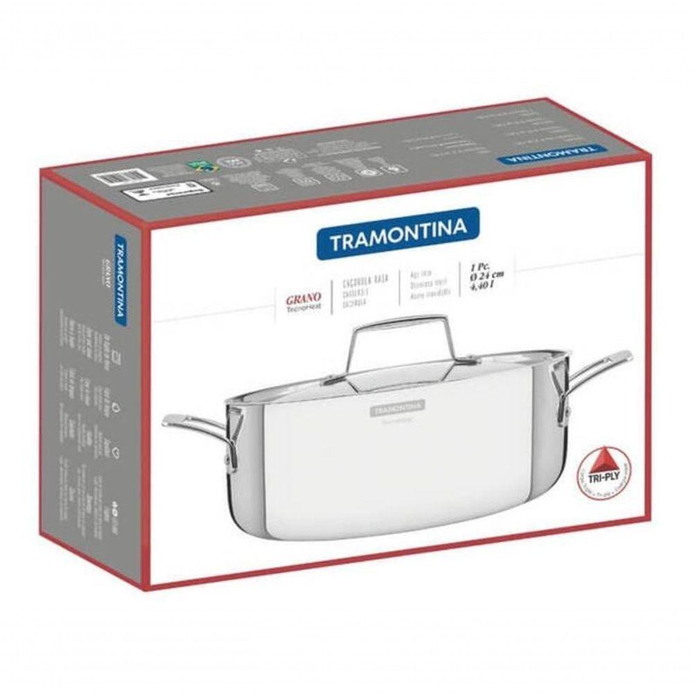 Caçarola Rasa Tramontina Grano 24cm Em Inox Com Corpo Triplo - 4