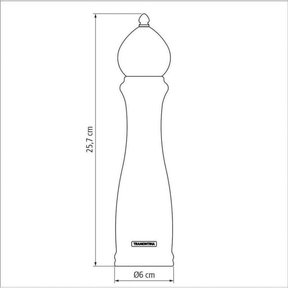 Moedor De Pimenta E Sal Tramontina Churrasco Black Em Cerâmica Com Recipiente De Madeira 10 - 3