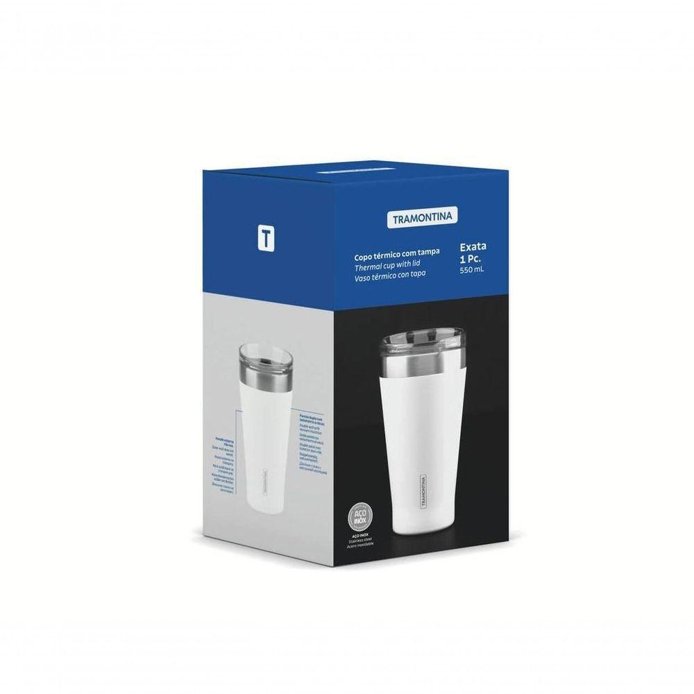 Copo Térmico Branco Em Aço Inox Tramontina Exata Com Tampa 550ml - 4