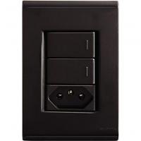 Conjunto Tramontina 4x2 Com 2 Interruptores Simples 10 A 250 V E 1 Tomada 2p+t 10 A 250 V Liz Grafite - 1