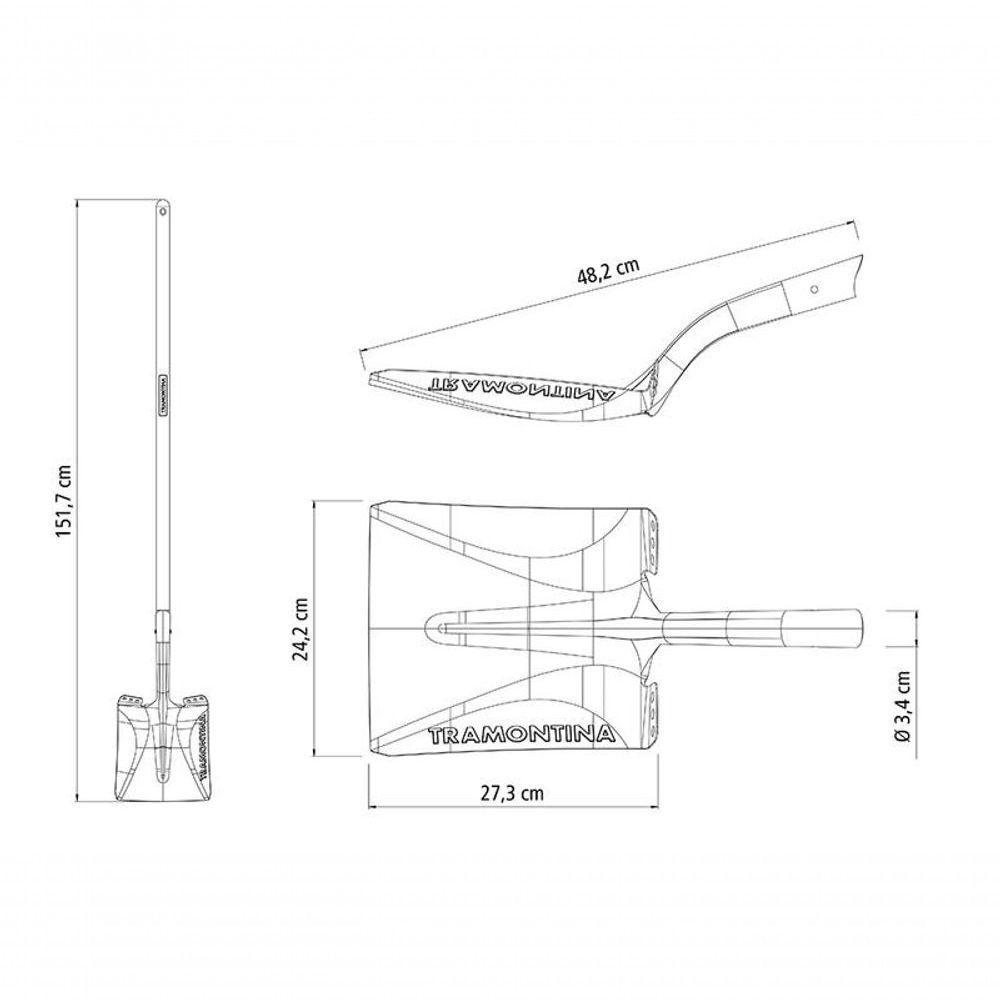 Pá Quadrada Tramontina Em Aço Com Cabo De Madeira 120cm - 3