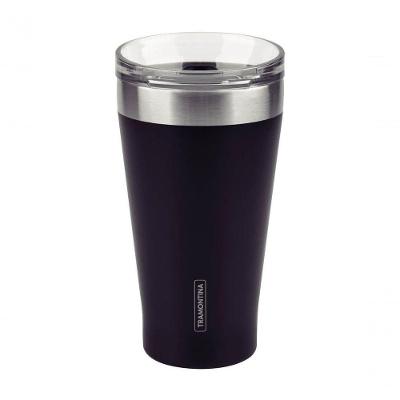 Copo Térmico Preto Em Aço Inox Tramontina Exata Com Tampa 550ml