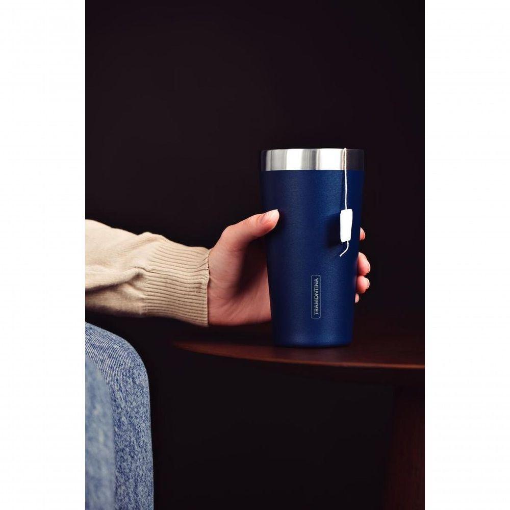 Copo Térmico Azul Em Aço Inox Tramontina Exata Sem Tampa 420ml - 2