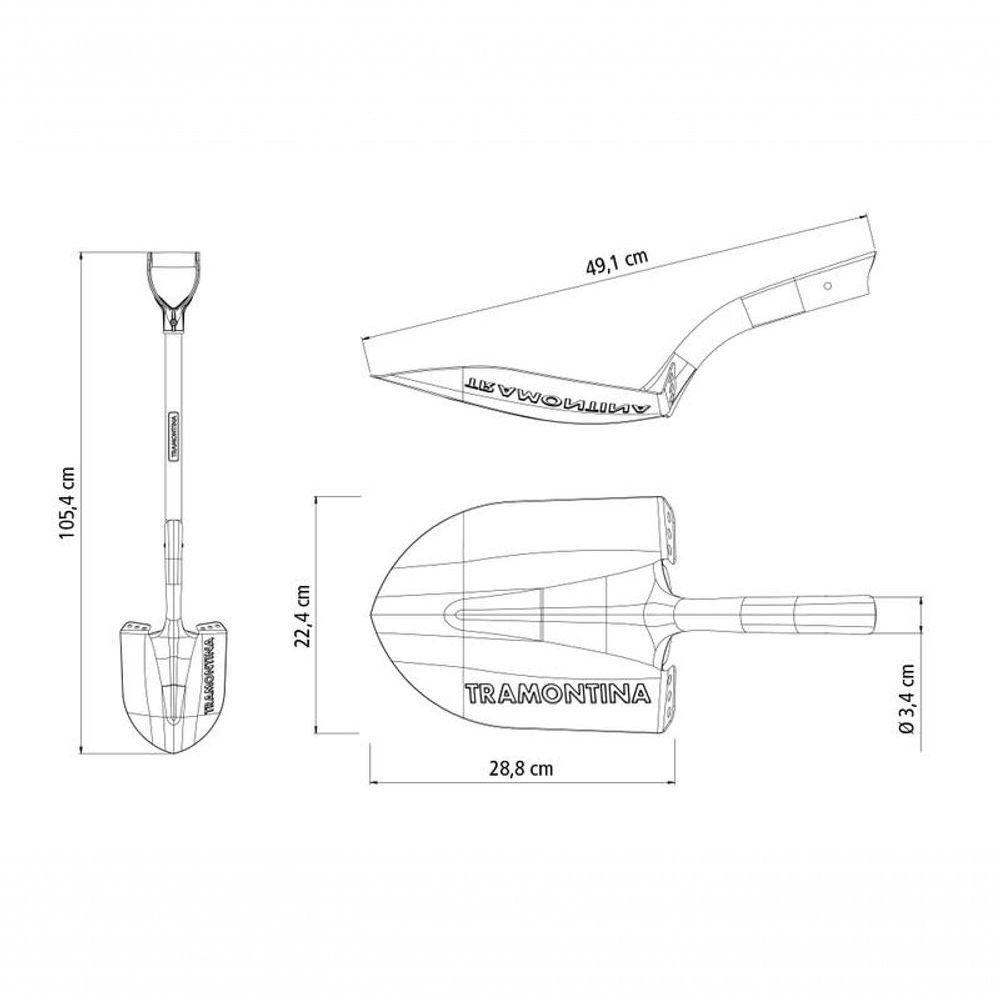 Pá De Bico Tramontina Pesada Em Aço Com Cabo De Madeira 71cm 416-20 - 3