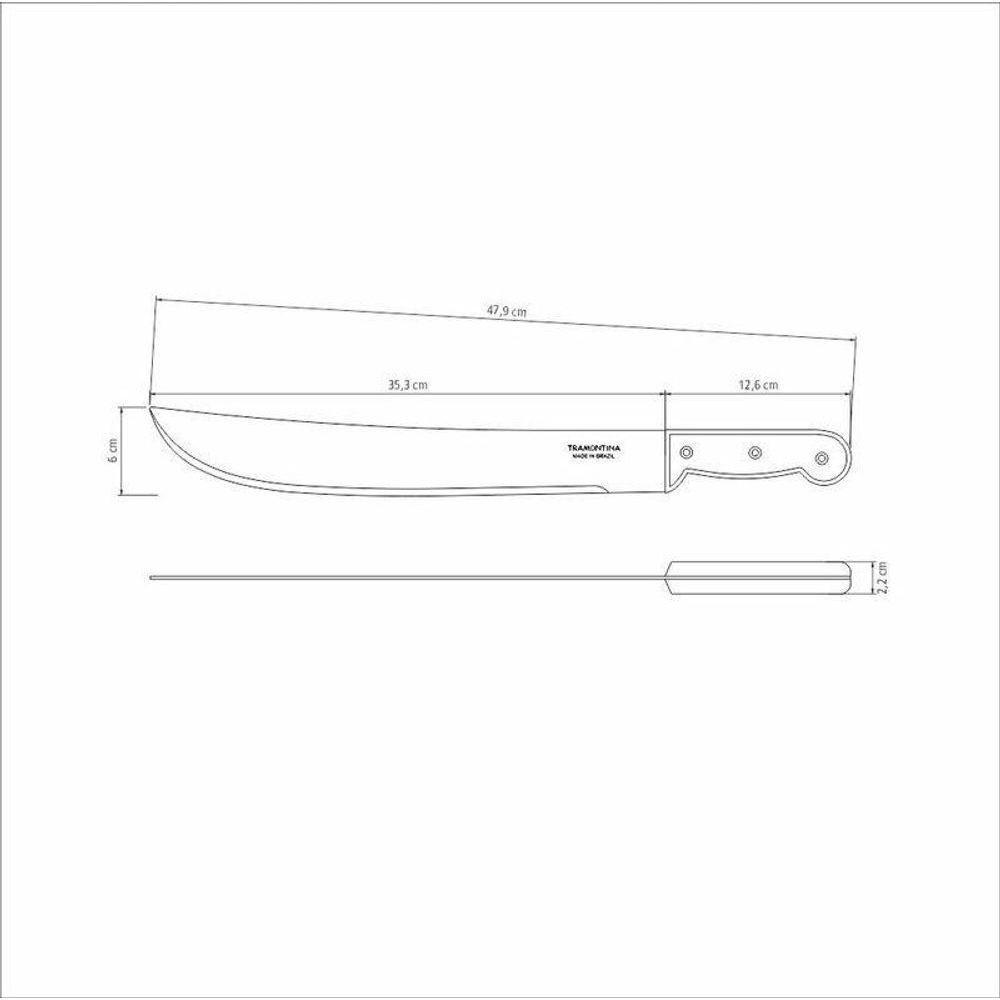 Facão Para Mato Tramontina Com Lâmina Em Aço Carbono E Cabo De Polipropileno Preto 14" - 3