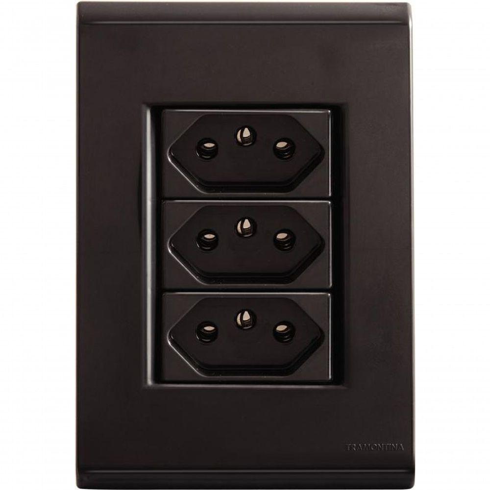Conjunto Tramontina 4x2 Com 3 Tomadas 2p+t 10 A 250 V Liz Grafite - 1