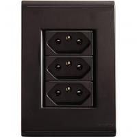 Conjunto Tramontina 4x2 Com 3 Tomadas 2p+t 10 A 250 V Liz Grafite - 1