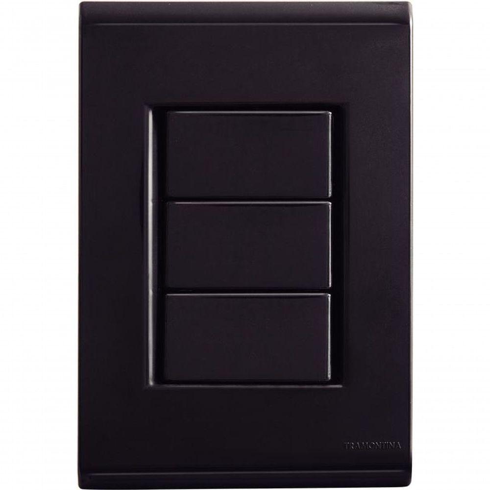 Conjunto Placa Cega Tramontina 4x2 Liz Grafite - 1