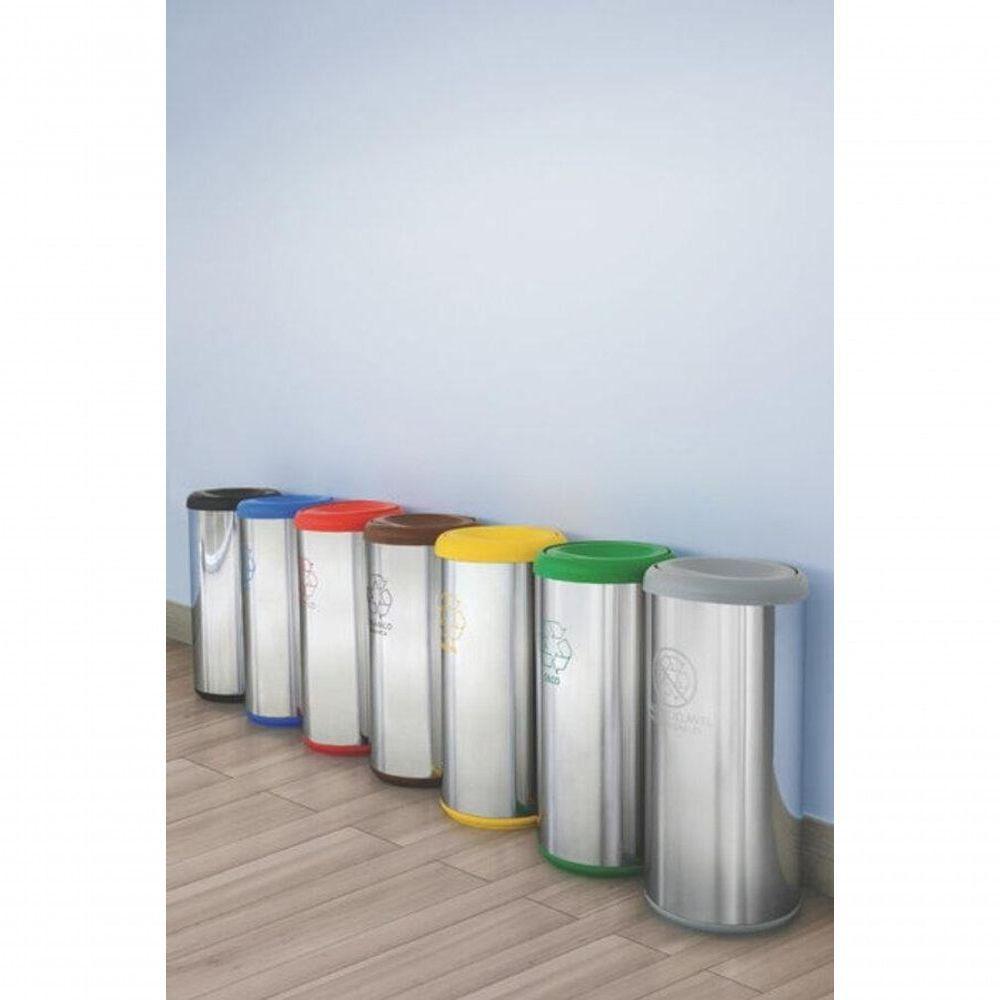 Lixeira Inox Tramontina Piemonte Com Acabamento Acetinado E Tampa Basculante Preta 40 Litros - 2