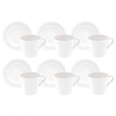 Conjunto De Xícaras E Pires De Chá Tramontina Ingrid Em Porcelana 185ml