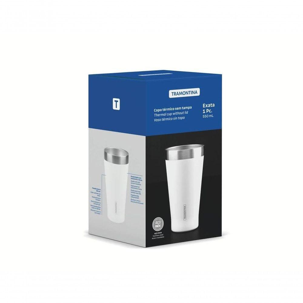 Copo Térmico Branco Em Aço Inox Tramontina Exata Sem Tampa 550ml - 4