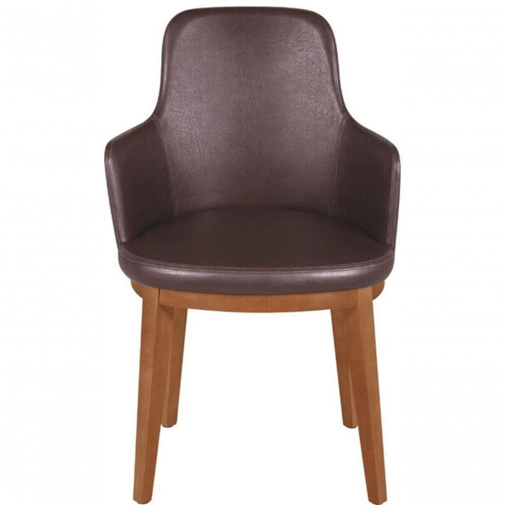 Poltrona Tramontina Piazza London Em Madeira Com Acabamento Envernizado Amêndoa E Estofado Café - 2