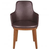 Poltrona Tramontina Piazza London Em Madeira Com Acabamento Envernizado Amêndoa E Estofado Café - 2