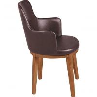 Poltrona Tramontina Piazza London Em Madeira Com Acabamento Envernizado Amêndoa E Estofado Café - 3