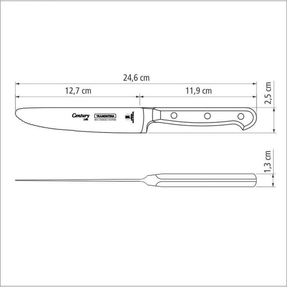 Faca Para Churrasco Jumbo Tramontina Century Com Lâmina Em Aço Inox E Cabo Em Policarbonato E Fibra De Vidro 5 - 2