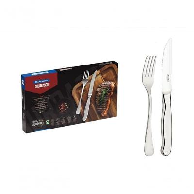 Jogo Para Churrasco Tramontina Zurique Em Inox Facas Jumbo 12 Peças