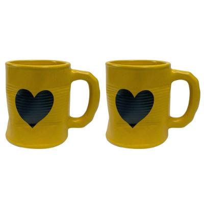 Jogo 2 Caneca Amassada 320ml Para Chá Cappuccino Amarela