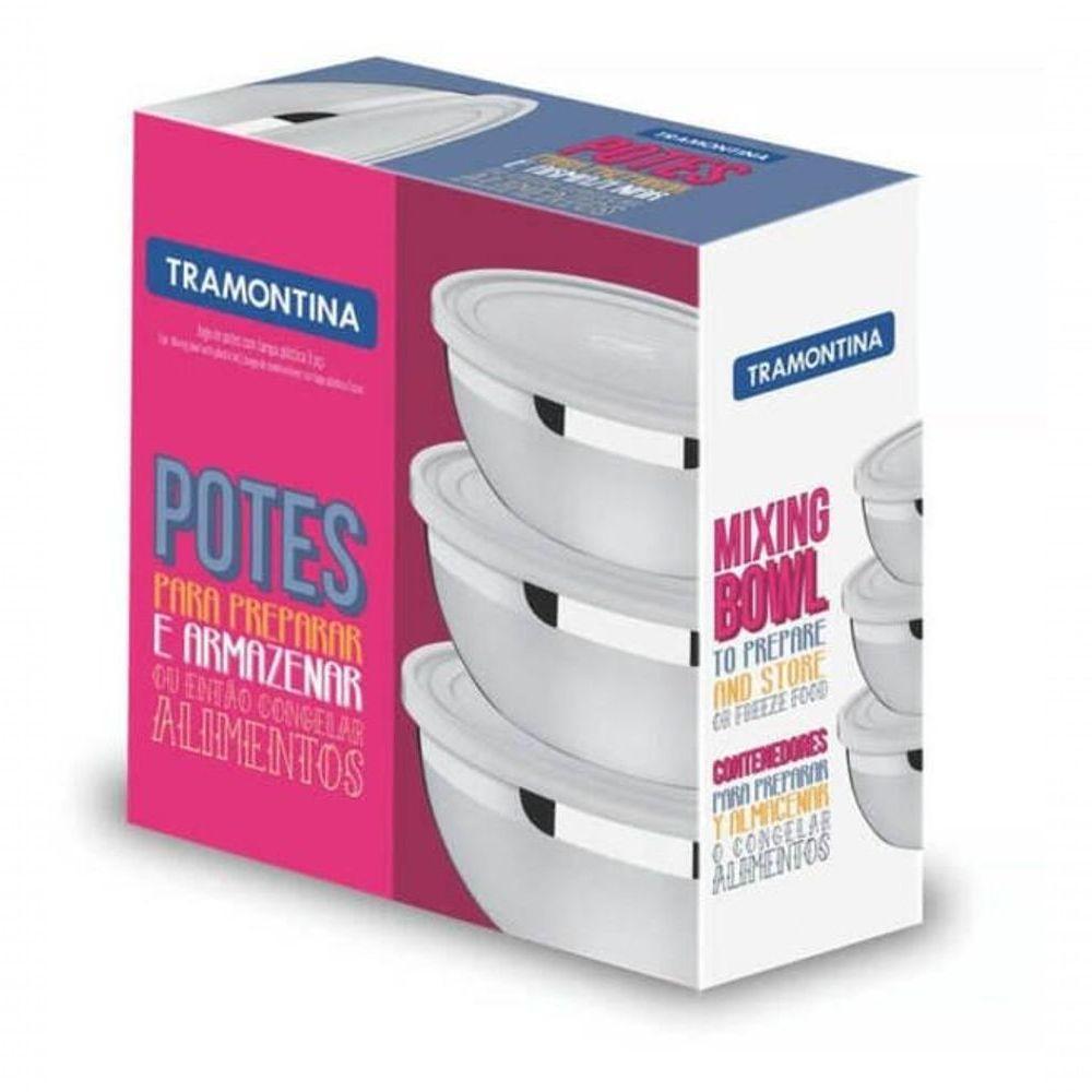 Jogo De Potes Tramontina Freezinox Aço Inox Com Tampa 3 Peças - 3