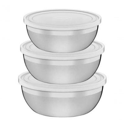 Jogo De Potes Tramontina Freezinox Aço Inox Com Tampa 3 Peças