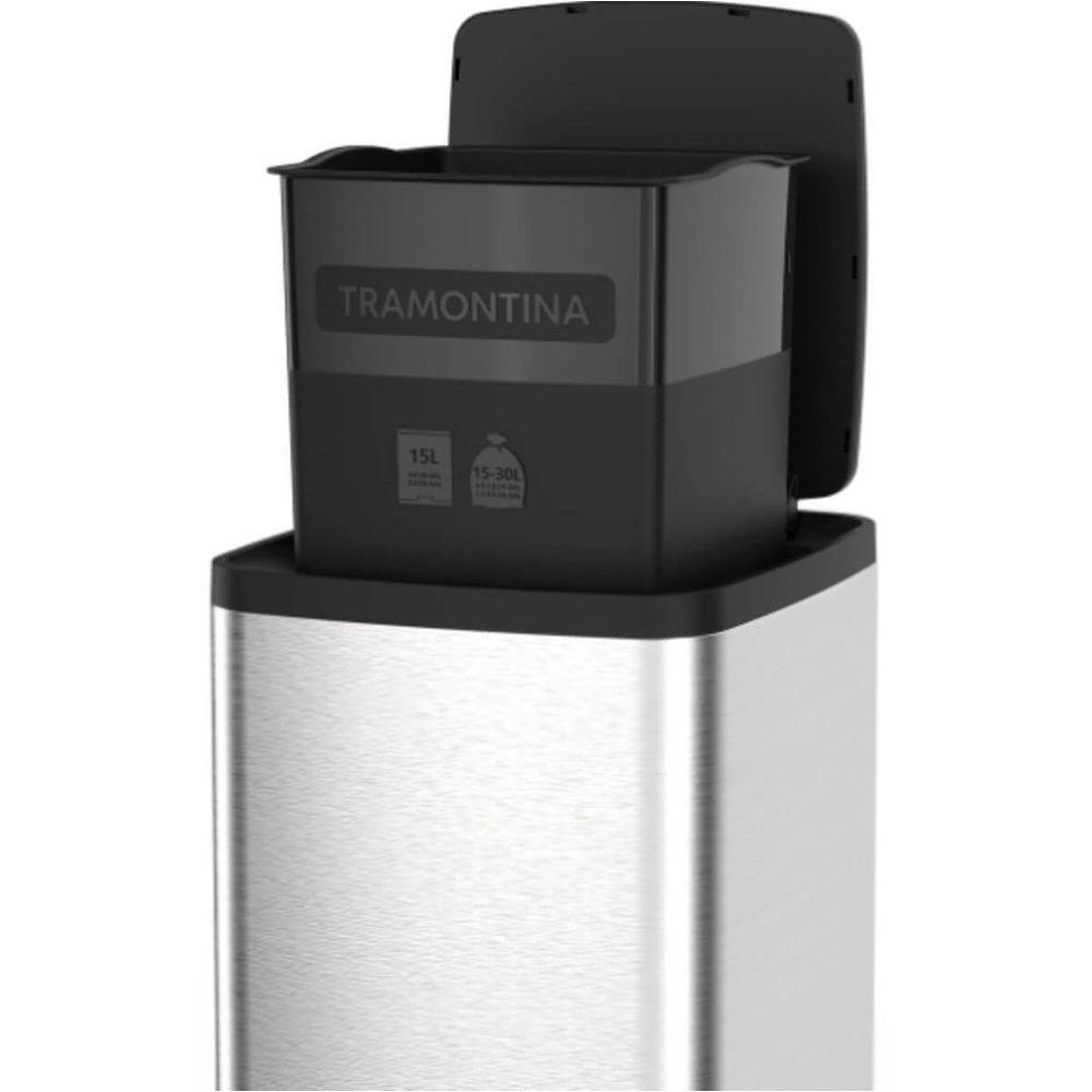 Lixeira Tramontina Octos Em Aço Inox Com Balde Removível E Pedal 15 L - 3