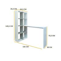 Escrivaninha/Mesa Office Com Estante Lateral Multimóveis Fg2561 Branca/Lacca Fumê - 3