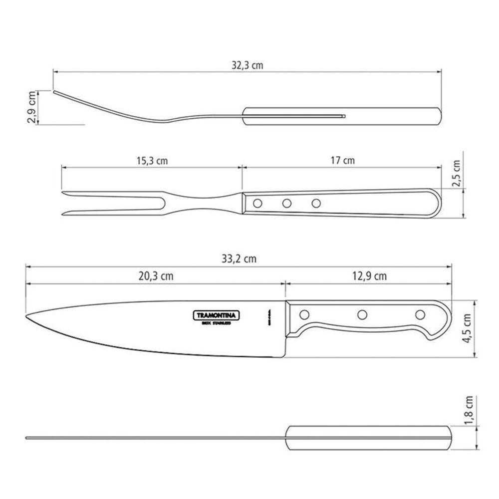 Conjunto Para Churrasco Tramontina Com Cabos Em Madeira Polywood Vermelho E Caixa De Papelão 15 Peças - 2