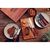 Conjunto Para Churrasco Tramontina Com Cabos Em Madeira Polywood Vermelho E Caixa De Papelão 15 Peças