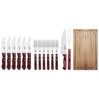 Conjunto Para Churrasco Tramontina Com Cabos Em Madeira Polywood Vermelho E Caixa De Papelão 15 Peças - 5