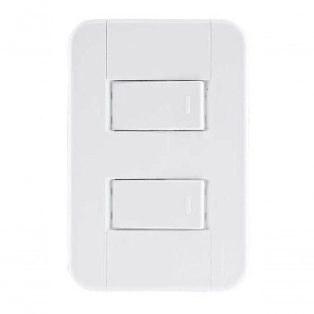 Conjunto 4x2 2 Interruptores Simples 10 A 250 V Tramontina Tablet Branco - 1