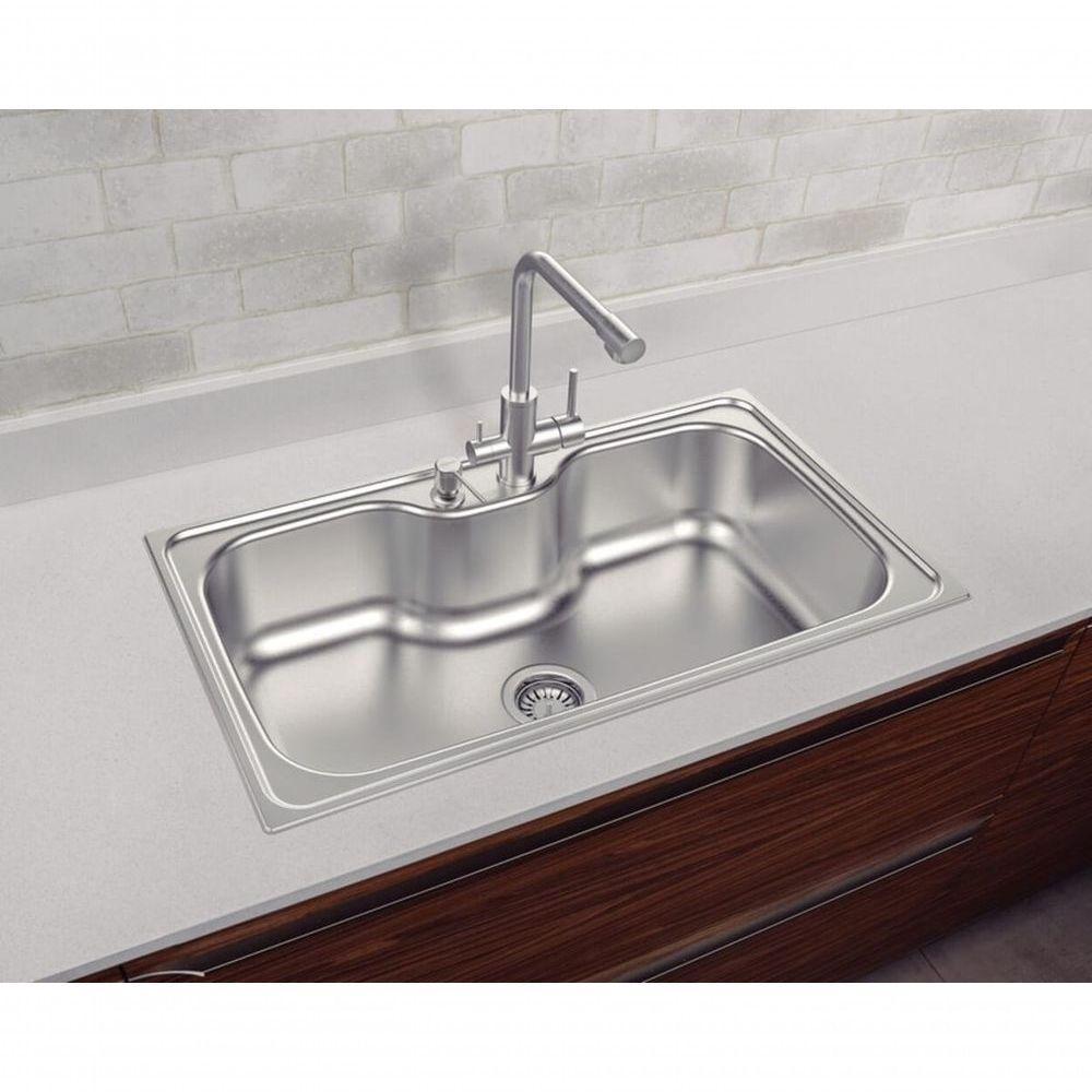 Cuba De Sobrepor Tramontina Morgana Maxi 78 Fx Em Inox Acabamento Escovado Com Válvula 86x50cm - 2