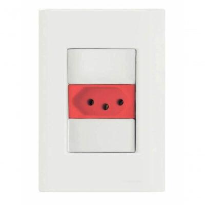 Conjunto 4x2 1 Tomada 2p+t 20 A 250 V Tramontina Giz Vermelho E Branco