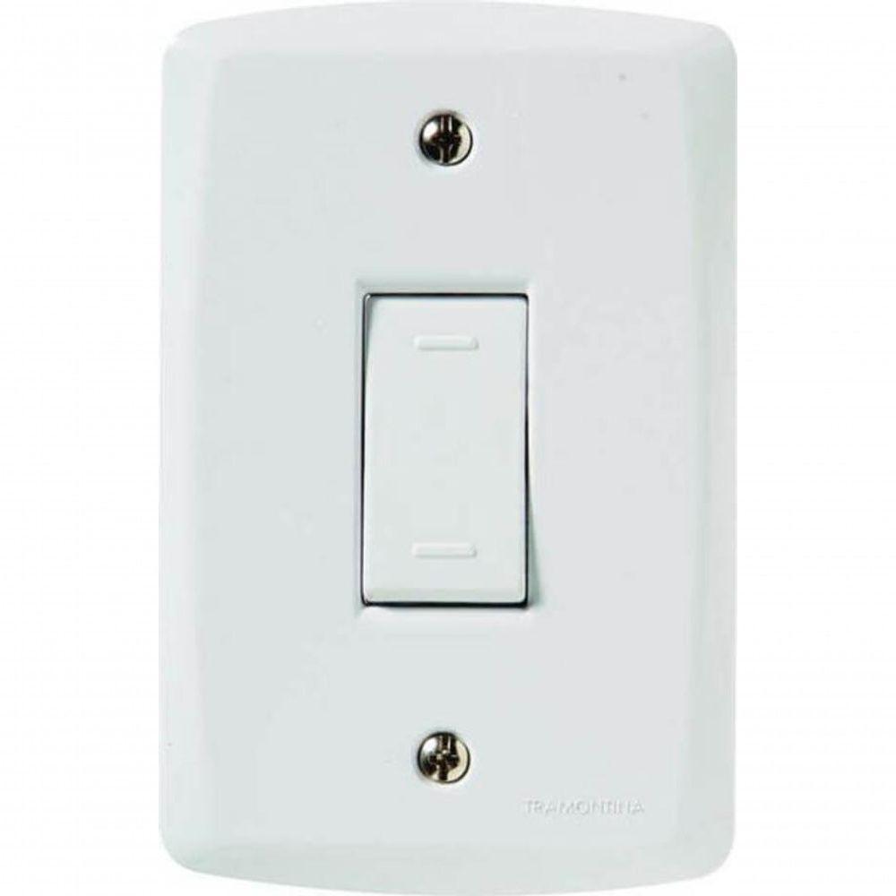 Interruptor Simples 10a 250v Conjunto 4x2 Tramontina Lux2 Branco - 1