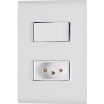 Conjunto 4x2 1 Interruptor Simples 10 A 250 V 1 Tomada 2p+t 10 A 250 V Tramontina Liz