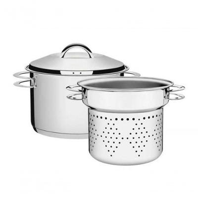 Jogo Cozi-pasta Tramontina Solar Em Aço Inox 24cm 2 Peças