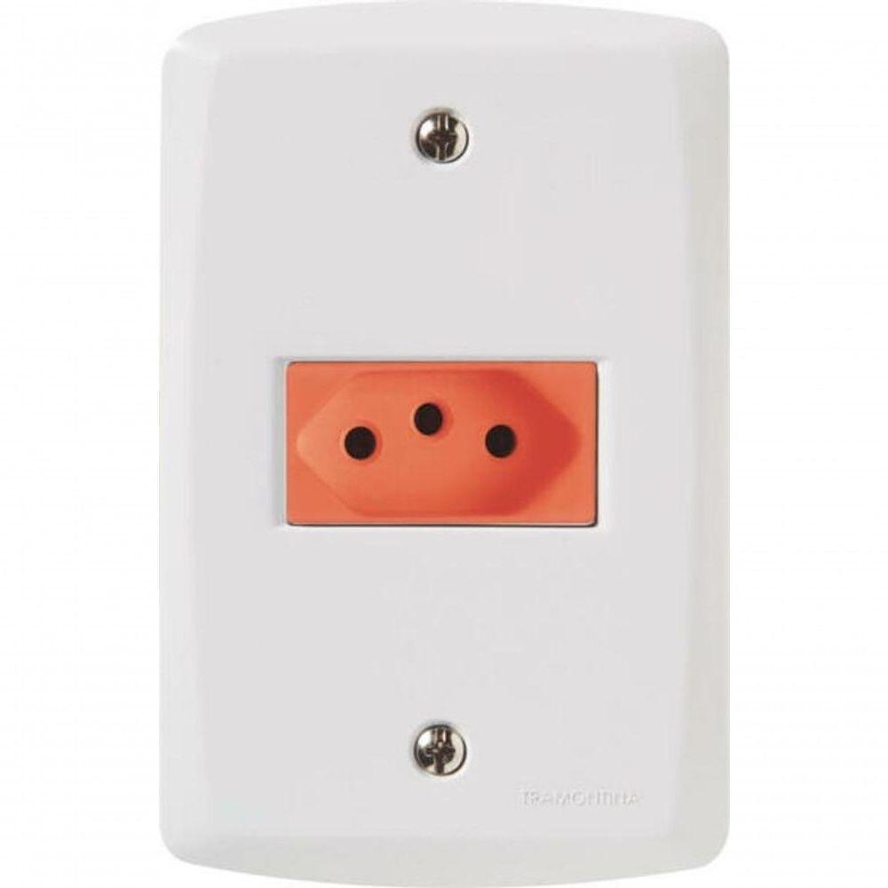 Conjunto 4x2 Com 1 Tomada 2p+t 20 A 250 V Tramontina Lux2 Vermelho E Branco - 1