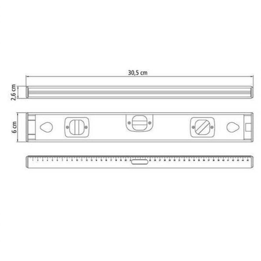 Nível Magnético Tramontina Alumínio Master Com Duas Ampolas 12" - 3