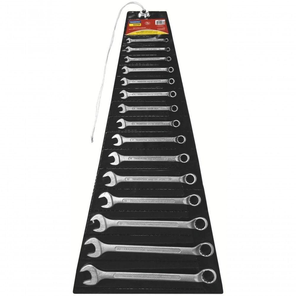 Jogo De Chaves Combinadas Tramontina Master Com Corpo Forjado Em Aço Vanádio Cromado 15 Peças - 1