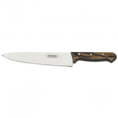 Faca De Carne Tramontina 10 Aço Inox E Cabo Polywood Castanho