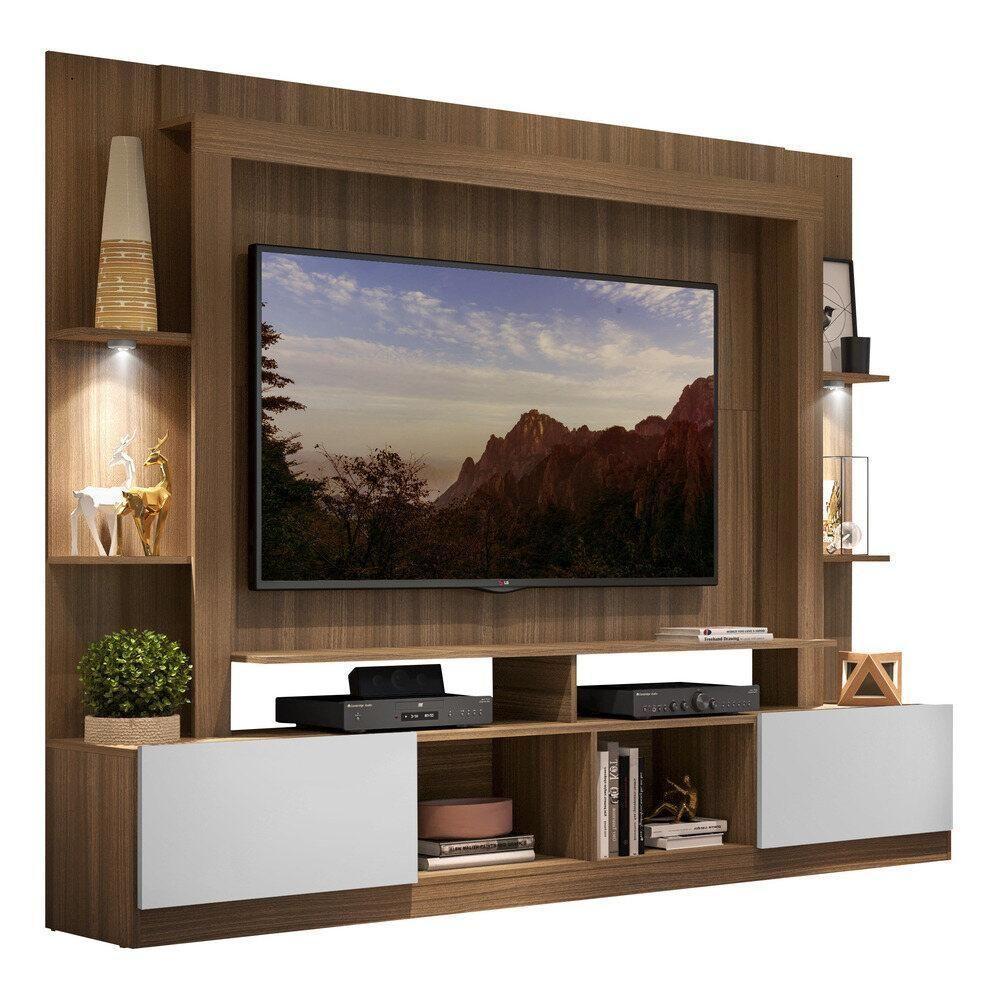 Estante Tv 65" Com Leds Berlim Multimóveis V3392 Madeirada/Branca Madeirado/Branco - 1