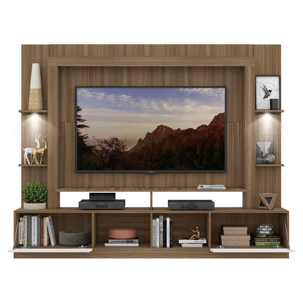 Estante Tv 65" Com Leds Berlim Multimóveis V3392 Madeirada/Branca Madeirado/Branco - 4