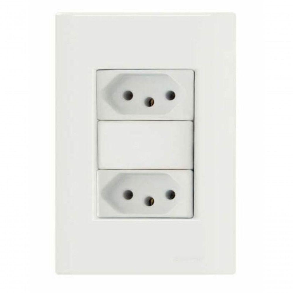 Conjunto 4x2 2 Tomadas 2p+t 10 A 250 V Tramontina Giz Branco - 1