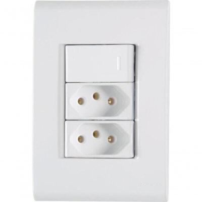 Conjunto 4x2 1 Interruptor Simples 10 A 250 V 2 Tomadas 2p+t 20 A 250 V Tramontina Liz