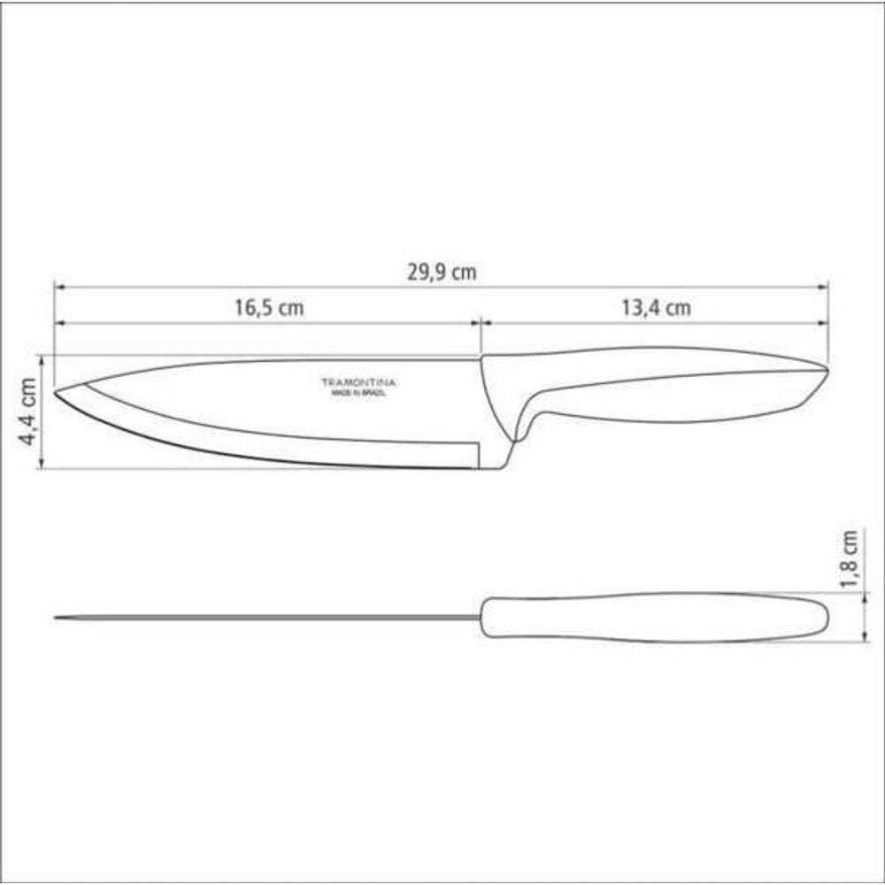 Faca Chef Tramontina Plenus 7" Aço Inox Cabo Cinza - 2