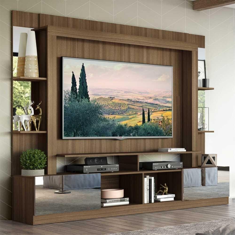 Estante Tv 65" Com Espelho Oslo Multimóveis V3389 Madeirada/Lacca Fumê Madeirado/Lacca Fumê - 7