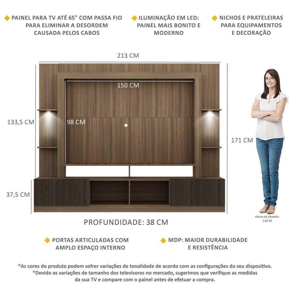 Estante Tv 65" Com Leds Berlim Multimóveis V3392 Madeirada/Tenerife Madeirado/Tenerife - 6