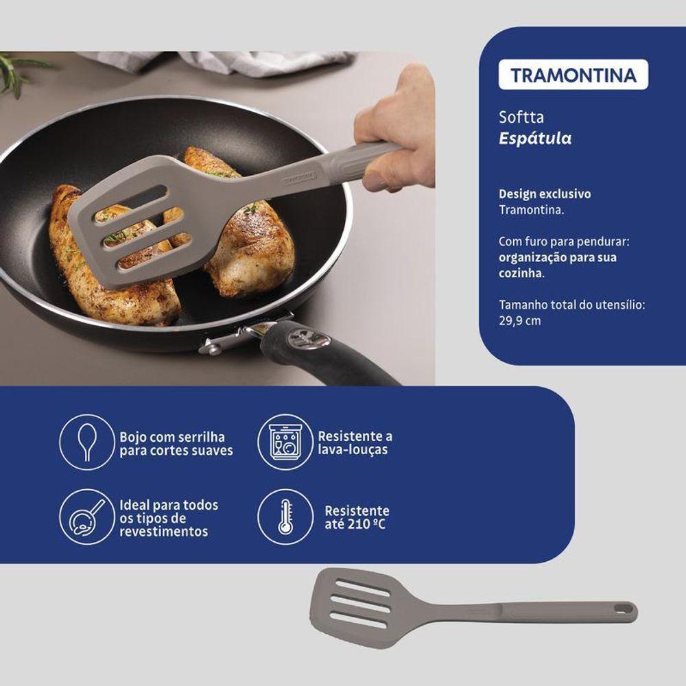 Espátula Tramontina Softta Vazada Em Silicone Cinza - 4